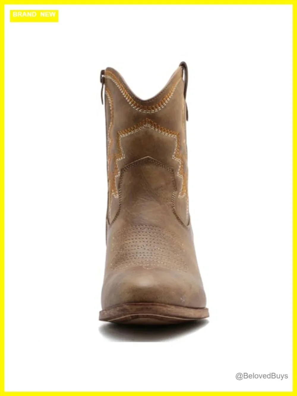 Cowgirl Ankle Boots with Embroidered Stitching Western Boots Low Heel Side